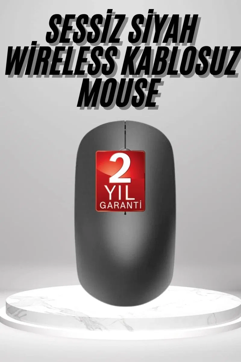 Siyah Kablosuz Mouse Wireless Mouse Minimal Tasarım