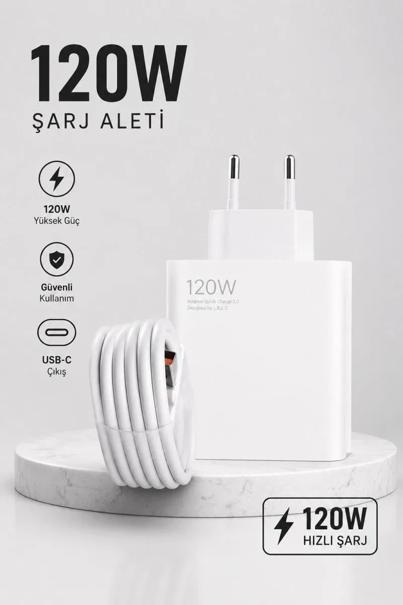 Turbo Hızlı Şarj Destekli 120w Usb-c Şarj Seti