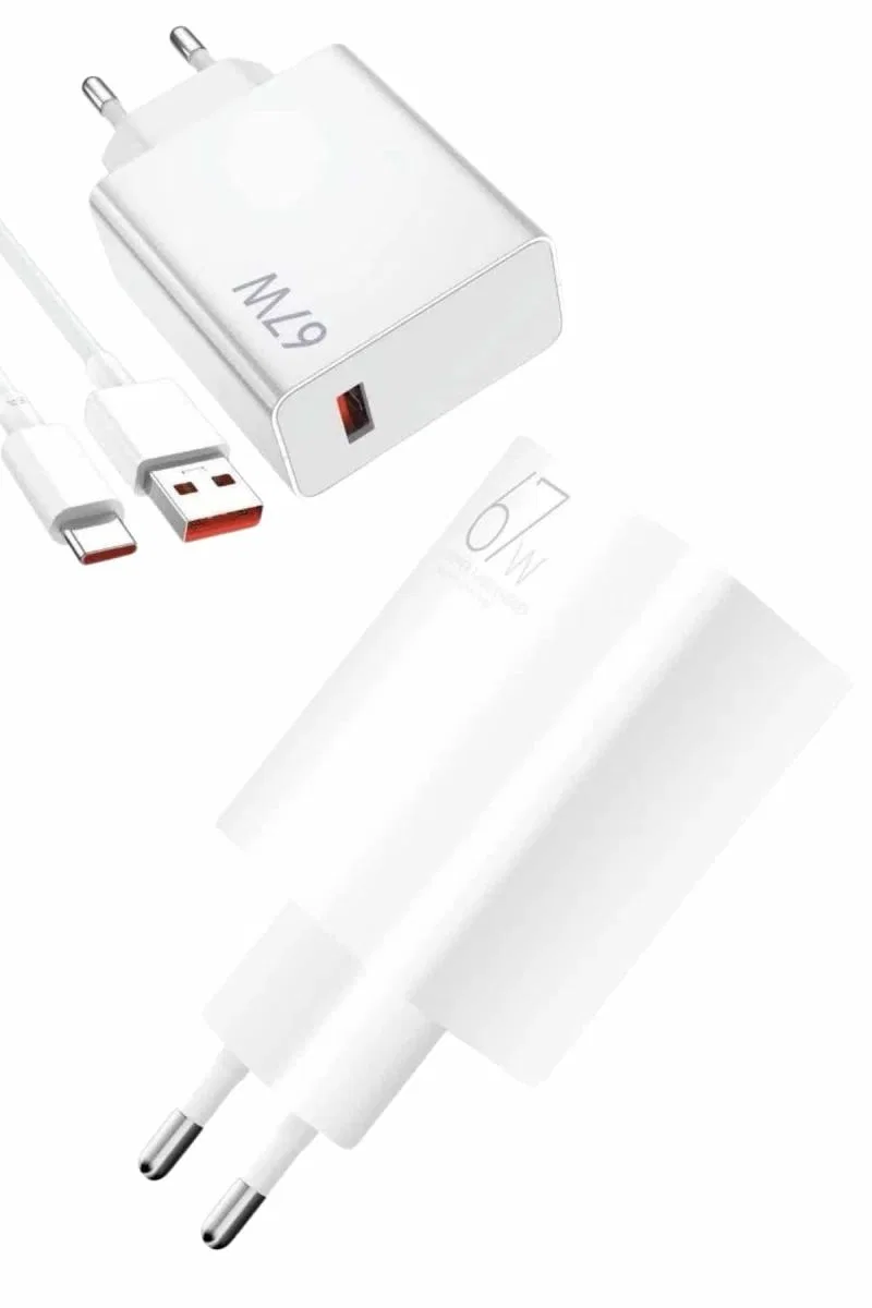 Beyaz Ultra Plus Hızlı Şarj Seti Şarj Adaptörü Ve Kablosu 67w görsel 3