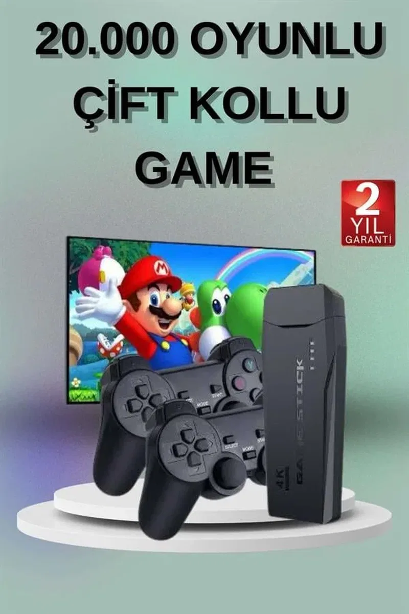 2 Kollu Kablosuz 2. 4G Retro Oyunlar 4k Game Stick 3500 Oyun Atari görsel 2