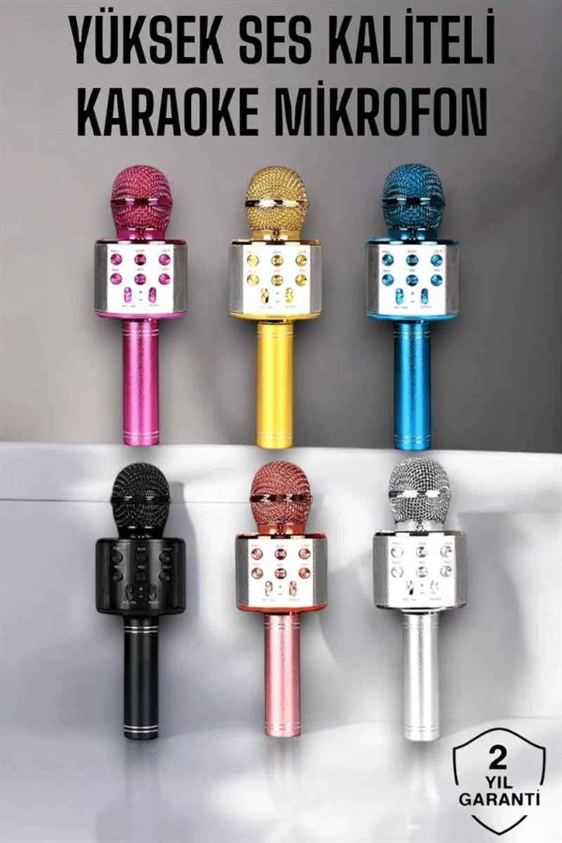 Kablosuz Bluetooth Karaoke Mikrofon Usb Ve Aux Girişli, Yüksek Ses Kalitesi görsel 2
