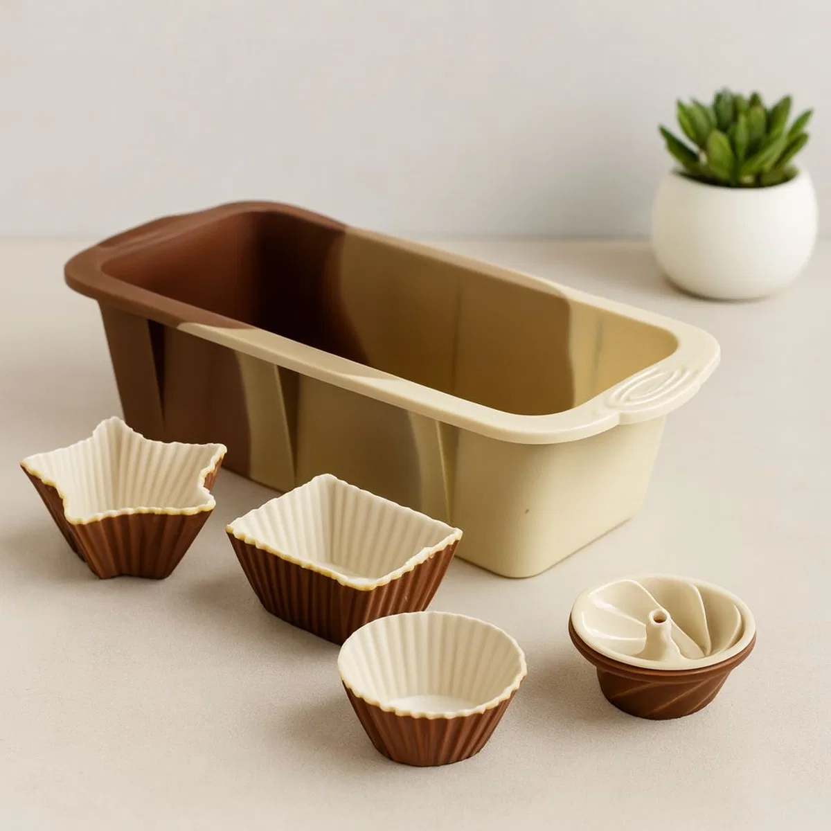 Silikon 13 Parça Muffin ve Baton Kek Kalıp Seti (11. 5x25 cm)