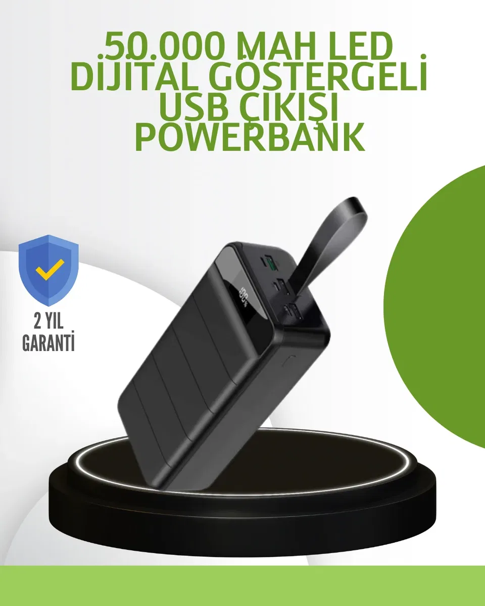 Ultra Güçlü 50. 000 mAh Powerbank – LED Ekranlı, Çoklu Bağlantı Seçenekli, Akıllı Koruma Sistemli Şarj Ünitesi