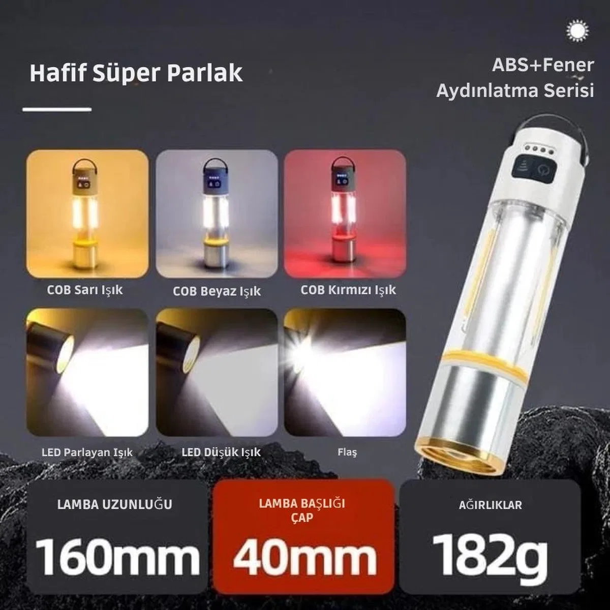 Gold Police Gp-222 Çok Fonksiyonlu Kamp Lambası 1000 Lümen görsel 2