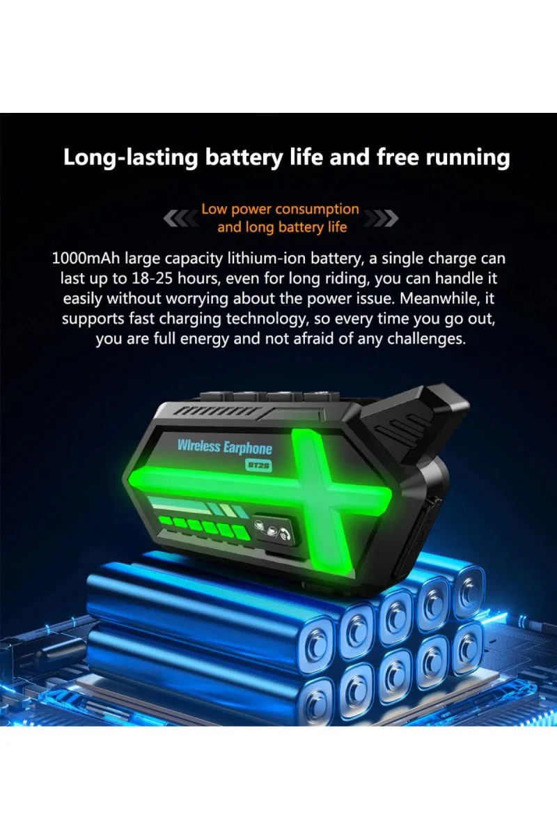 Bt26 Motosiklet Kask Kulaklık Bluetooth Rgb Işıklı 2 Eşleşme Özellikli 1000 Mah Intercom görsel 5