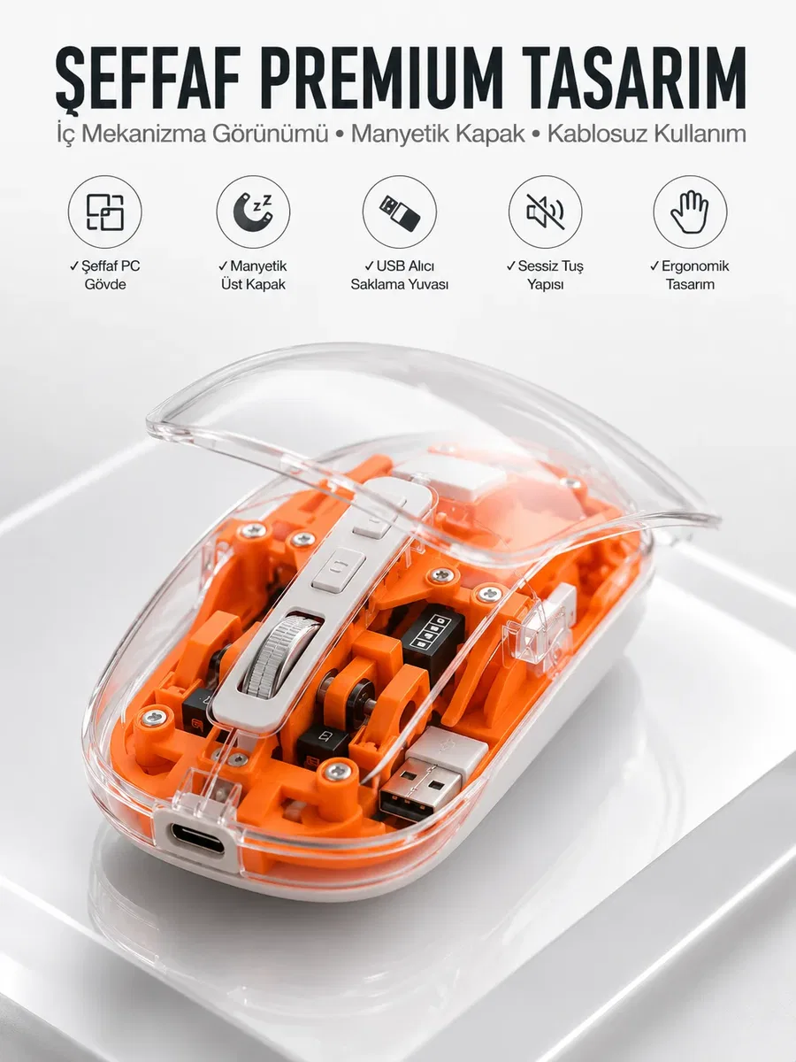 Fare Mouse Çift Modlu Kablosuz Bağlantılı 2. 4GHz Destekli Yeni Nesil