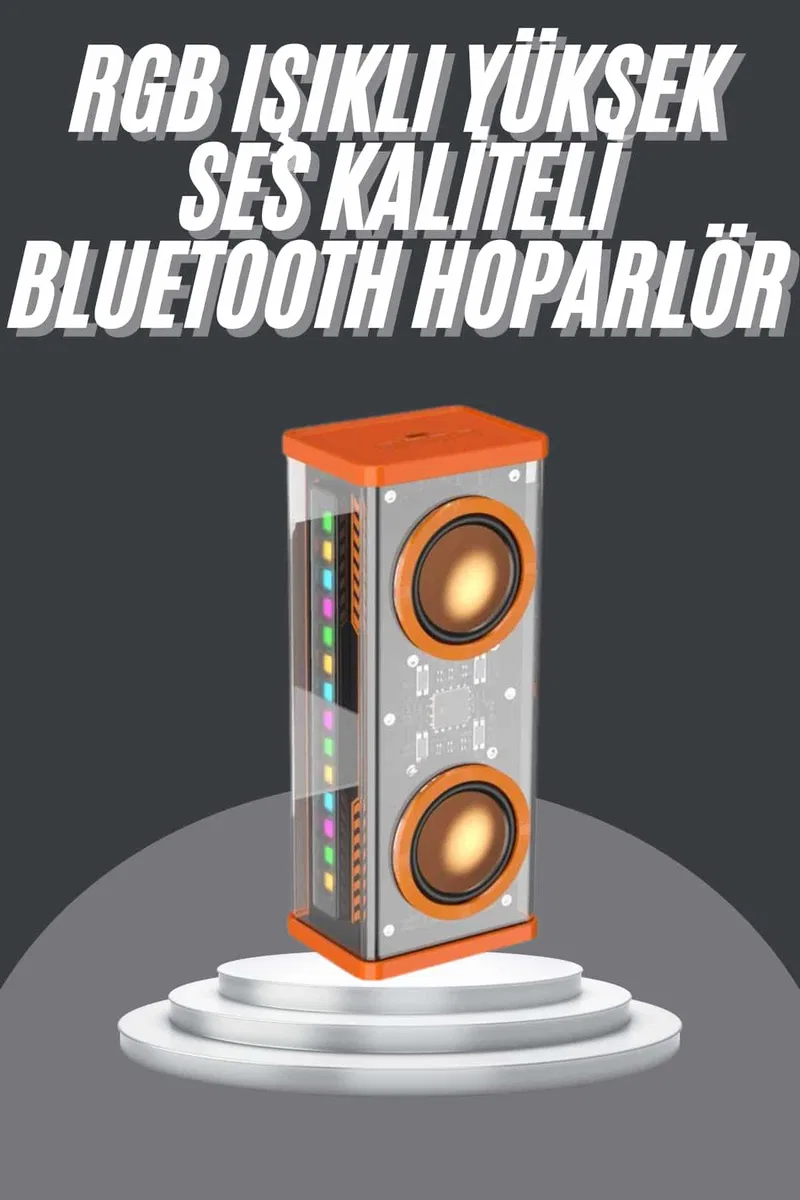Bluetooth Hoparlör Şeffaf Mecha RGB Işıklı Çift Hoparlör 5. 0 Bluetooth