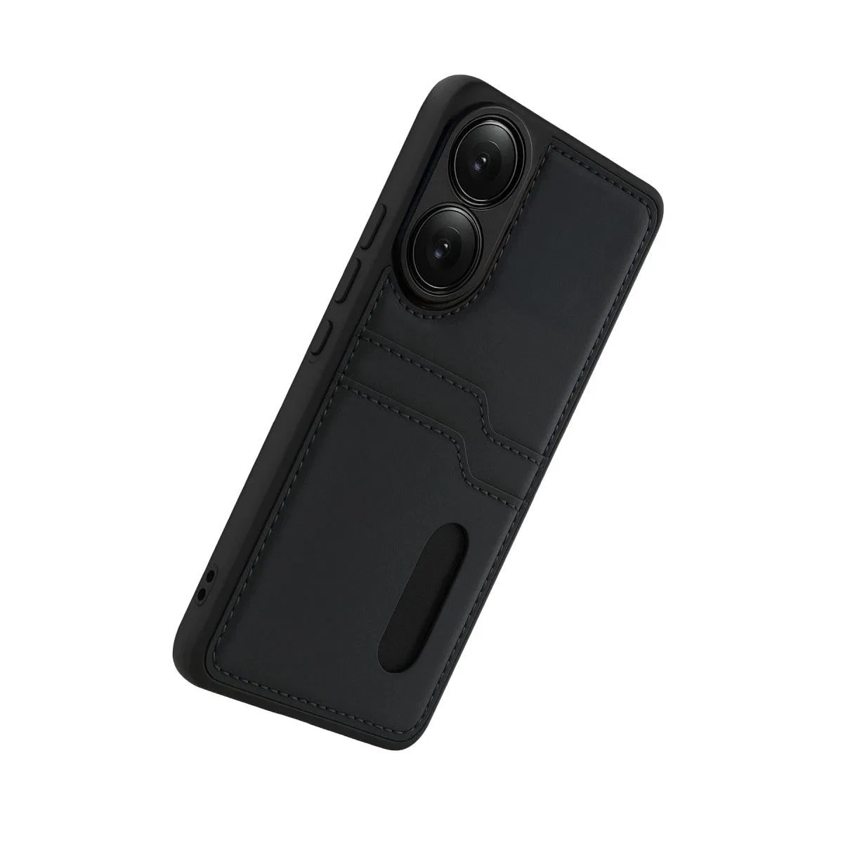 Oppo A38 Sara Kartvizitli Deri Kılıf - Siyah görsel 4