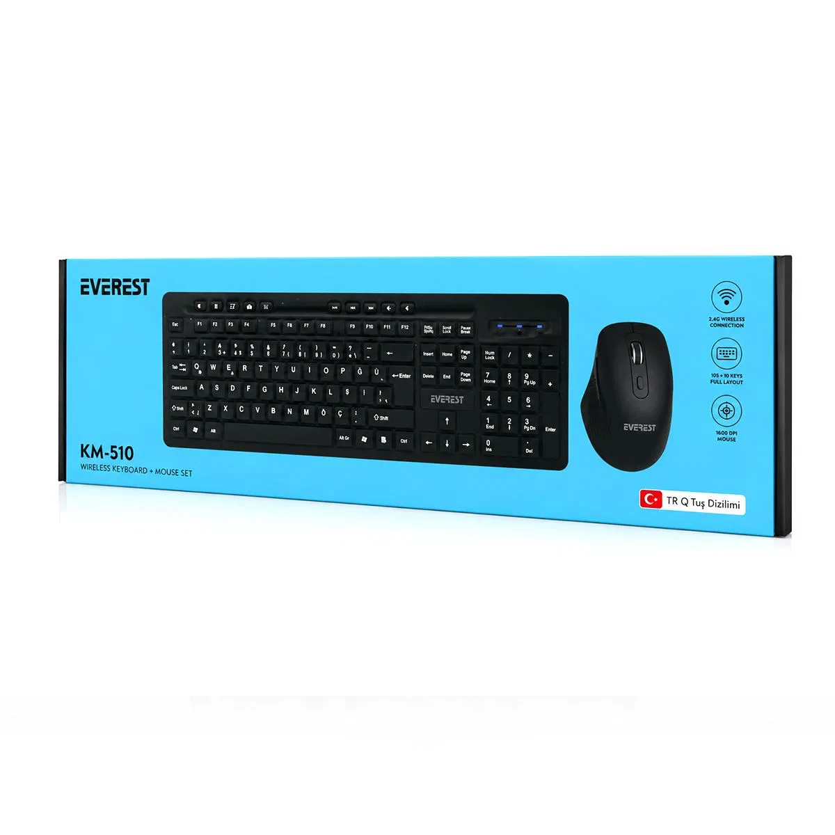 Kablosuz Multimedya Klavye ve Mouse Seti (Q Klavye) - Siyah görsel 4