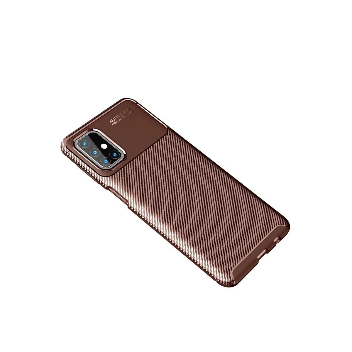 Samsung Galaxy M31s Kılıf Auto Focus Karbon Kapak - Kahverengi görsel 2