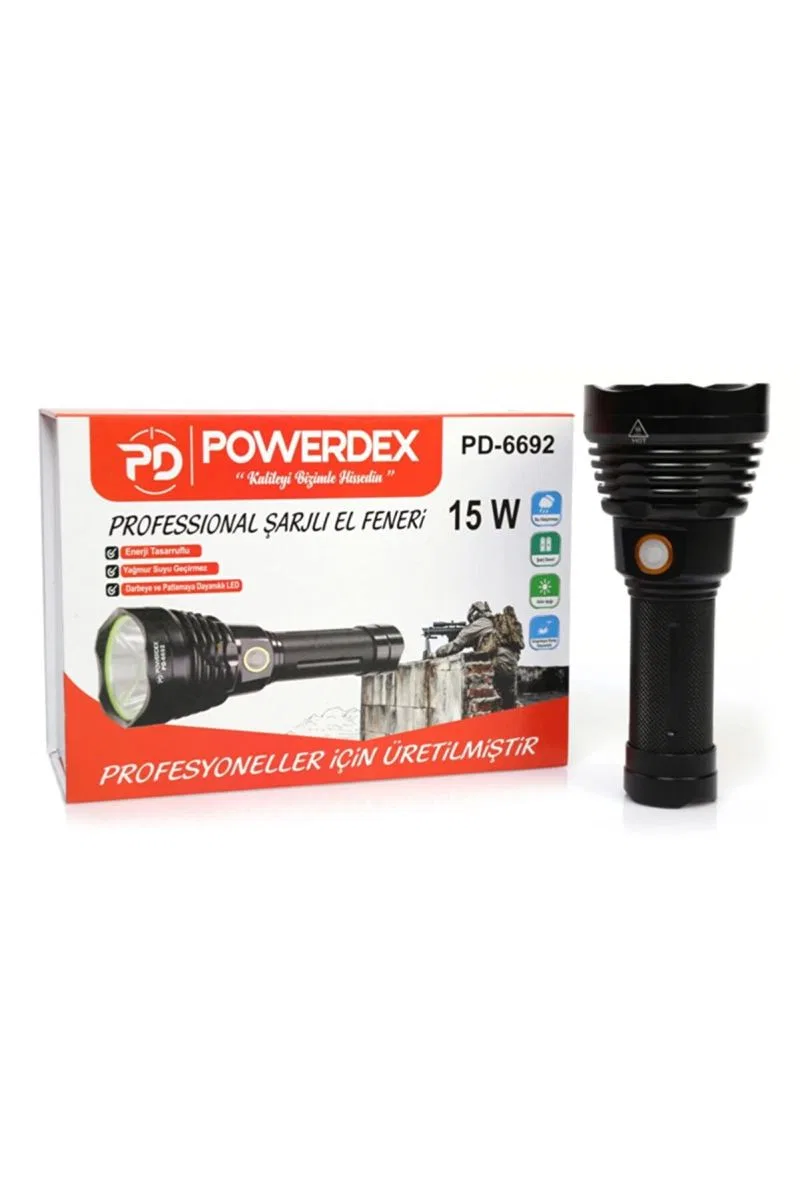 Pd-6692 15 Watt 1000 Lümen Profesyonel Şarjlı El Feneri görsel 3