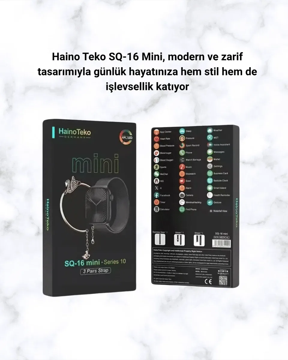 SQ-16 Mini Series 10 Akıllı Saat – 3 Kordon + Hediye Bileklik görsel 5