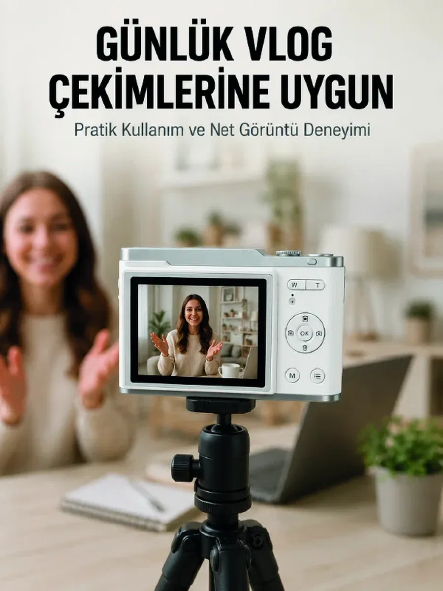 Beyaz 4K Dijital Kamera 2. 4 İnç HD Ekran ve LED Flaşlı