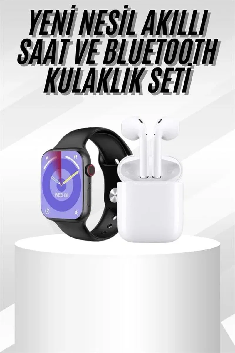 Yeni Nesil Akıllı Saat Ve Kulaklık Seti Gümüş Kasa Zarif Tasarım Çok Fonksiyonlu görsel 2
