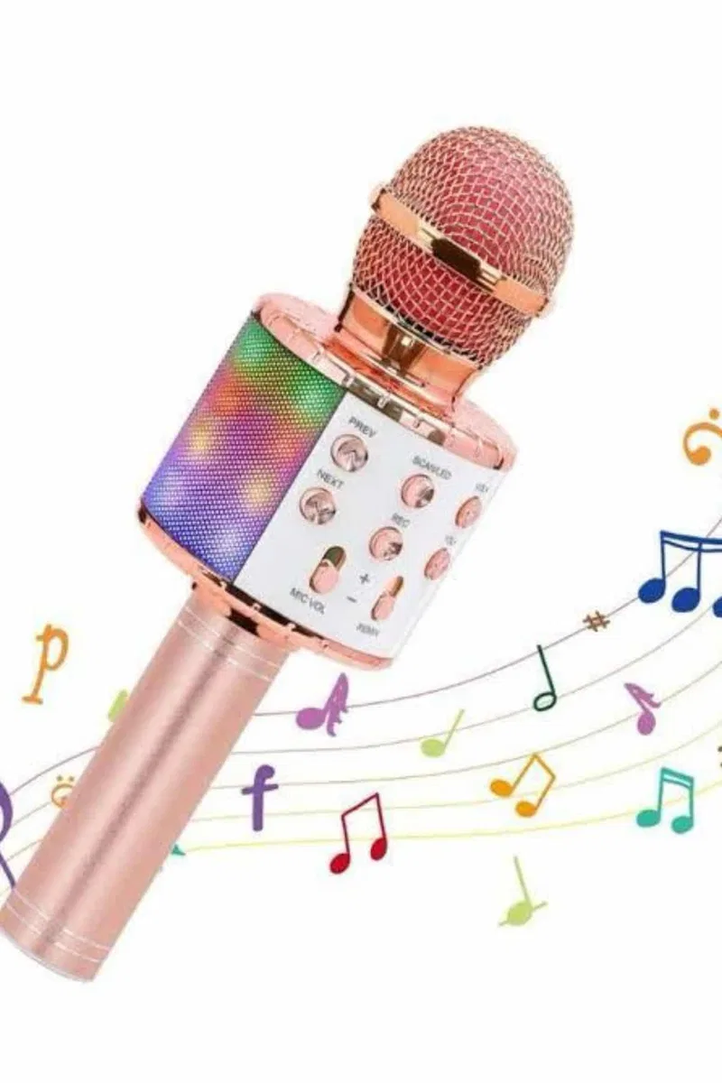 Karaoke Mikrofon Bluetooth Bağlantılı Aux Girişli Uzun Pil Ömrü Yüksek Ses Kaliteli görsel 3