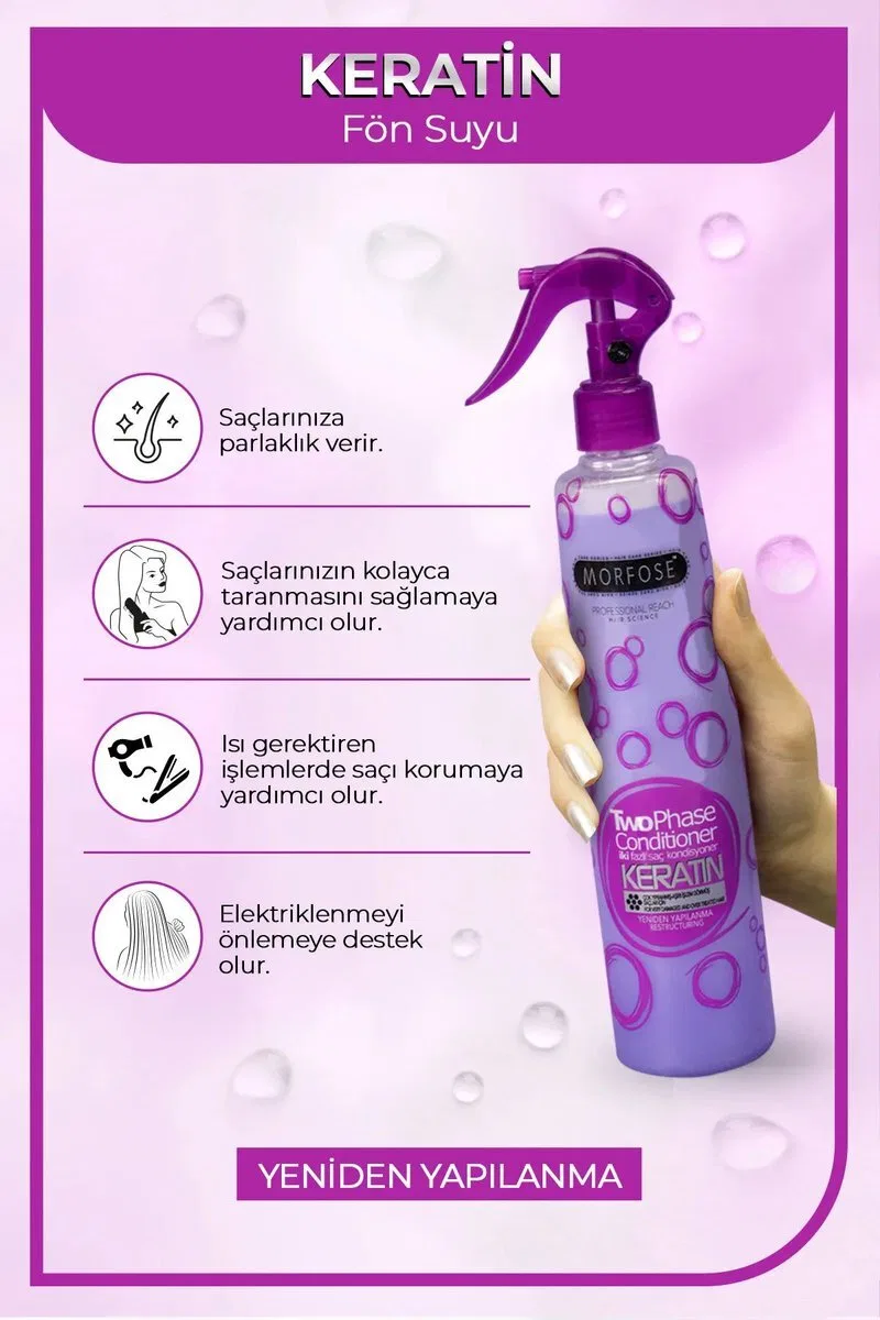Keratin Çift Fazlı Kondisyoner Fön Suyu 400 ML - mrfs görsel 3