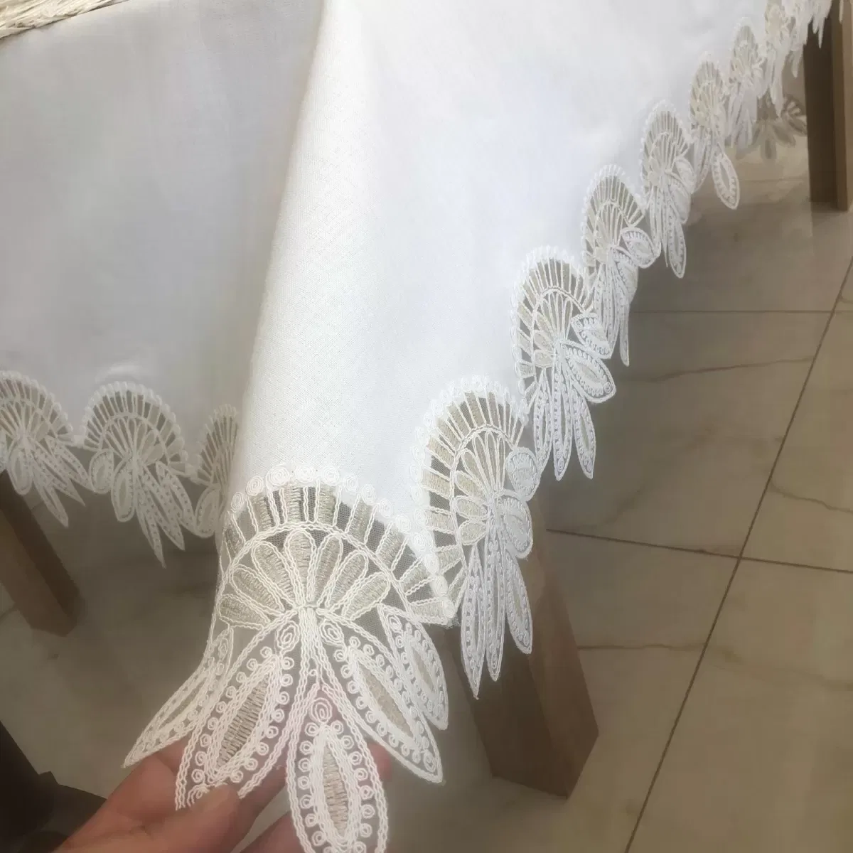 Sofra Takımı Lady Gardenya Keten Yemek Takımı 160x220 Masa Seti 12 Kişilik 26 Parça Runner Set Kreme Gold görsel 7