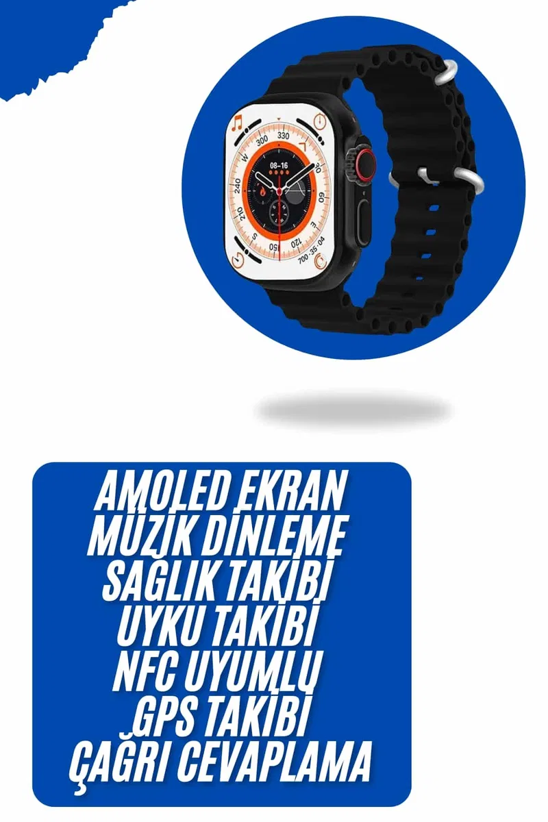 Yeni Nesil Akıllı Kol Saati Nabız Ölçer GPS Uyumlu 49 MM Kasa görsel 2