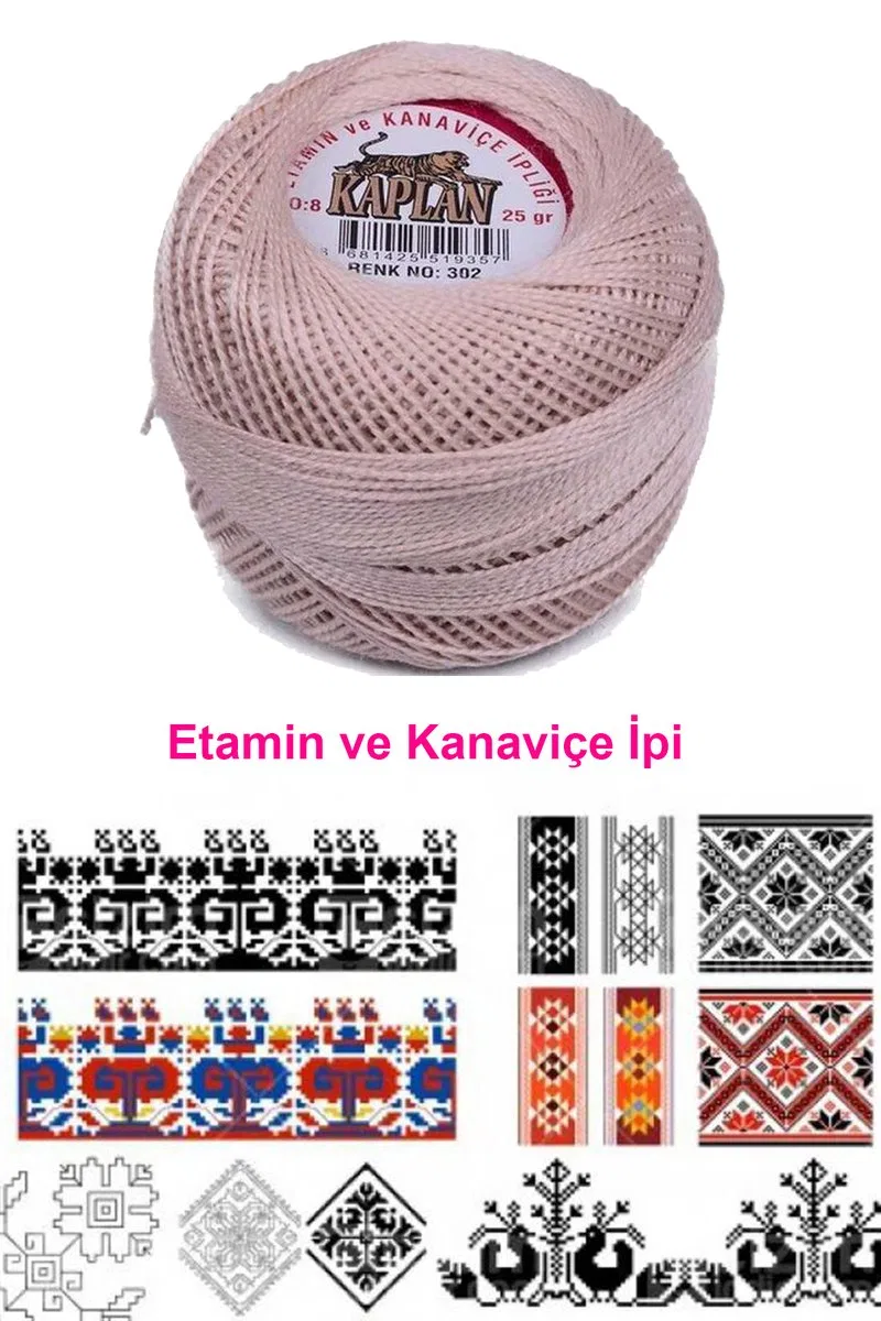 Kaplan Etamin Ve Kanaviçe İpi 8 No Kod/Renk: 302 - Royaleks görsel 2