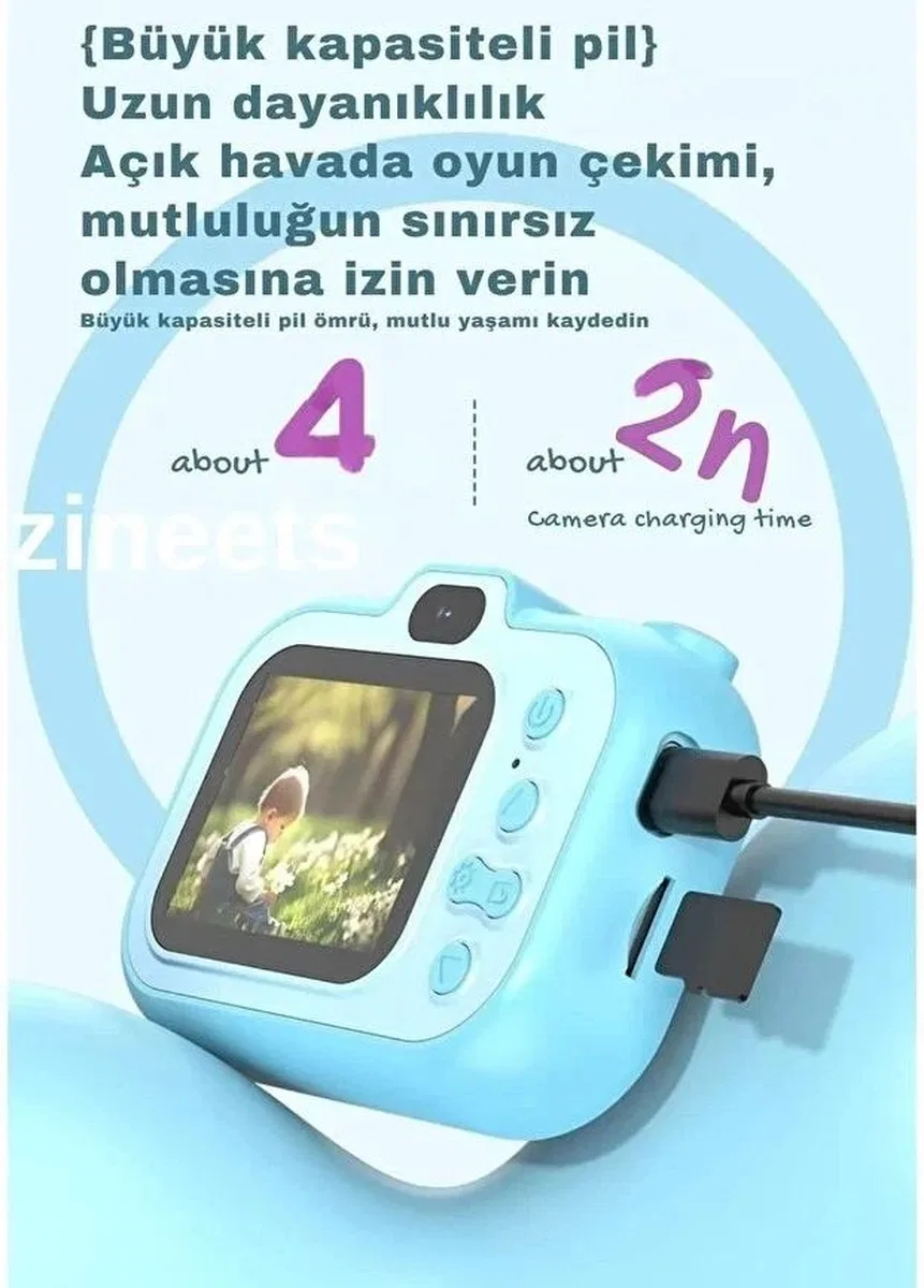 Dijital Fotoğraf Makinesi Çocuk Mini 1080p Hd Kamera Selfie Tripotlu Ön Arka Kamera görsel 5