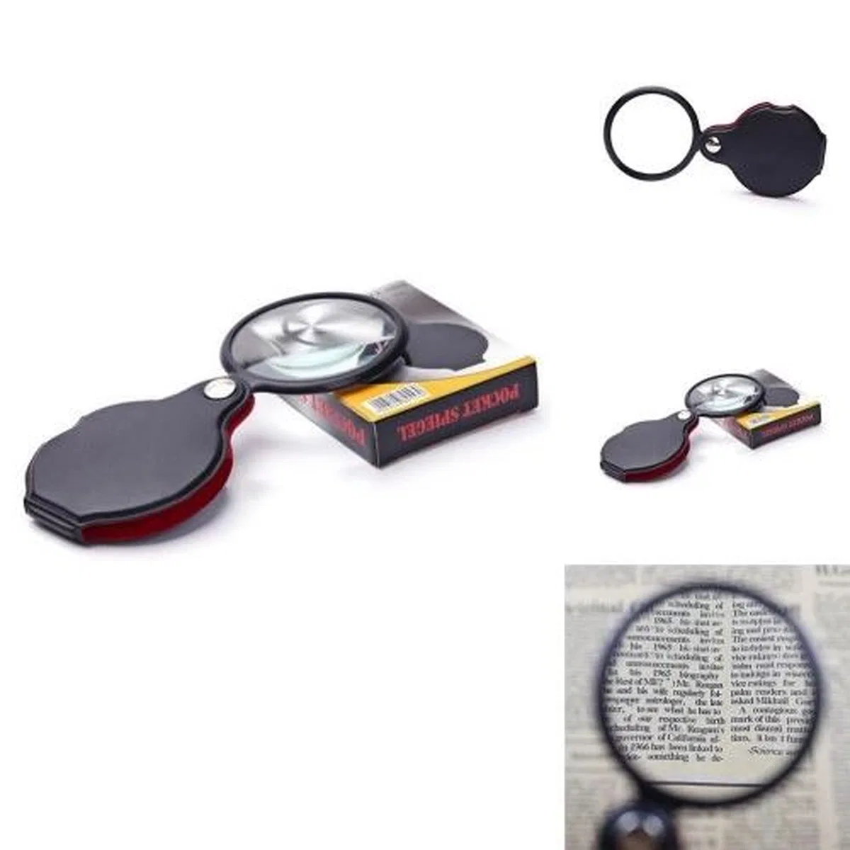 5x 60mm Cam Optik Lens, katlabilir, deri Kaplamalı Cep Büyüteçxx1051