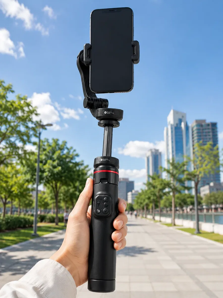 Profesyonel AI Gimbal Selfie Stick Yüz Takipli Telefon Sabitleyici Bluetooth Kumandalı Katlanabilir Tripod görsel 5
