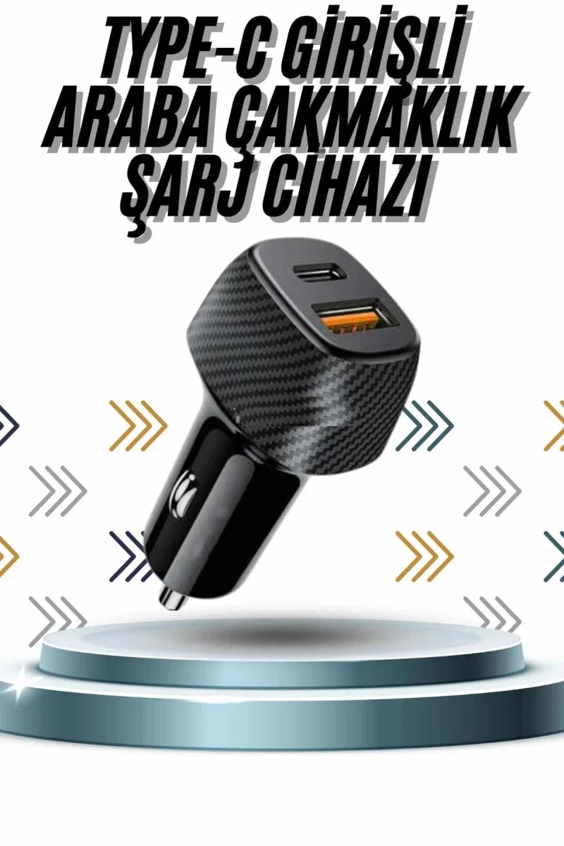 Hızlı Oto Şarj Cihazı 38w Çift Girişli Hızlı Şarj Oto Çakmaklık Type-c