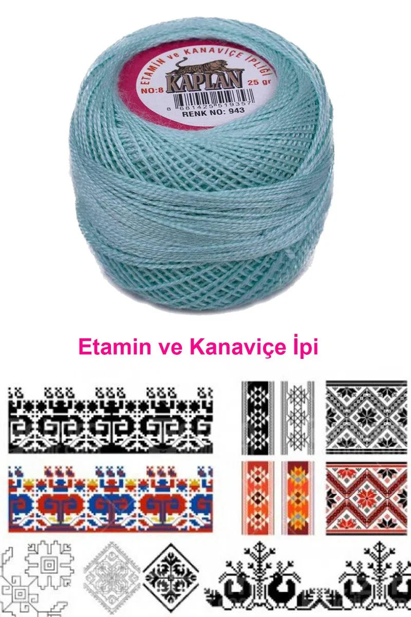 Kaplan Etamin Ve Kanaviçe İpi 8 No Kod/Renk: 943 - Royaleks görsel 2