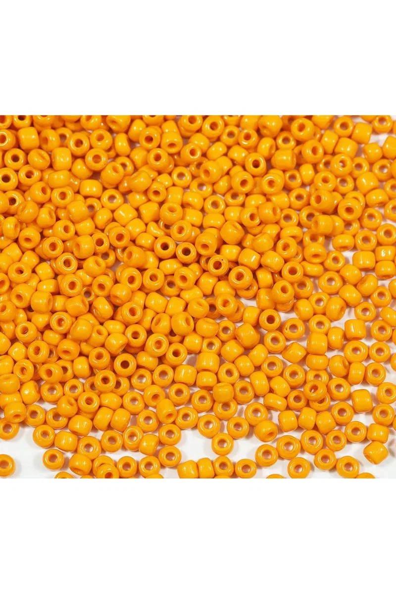 Turuncu Renk 4 mm Yaklaşık 1100 adet / 100 gram Cam Boncuk Oya Yazma Bileklik ve Kolye görsel 5
