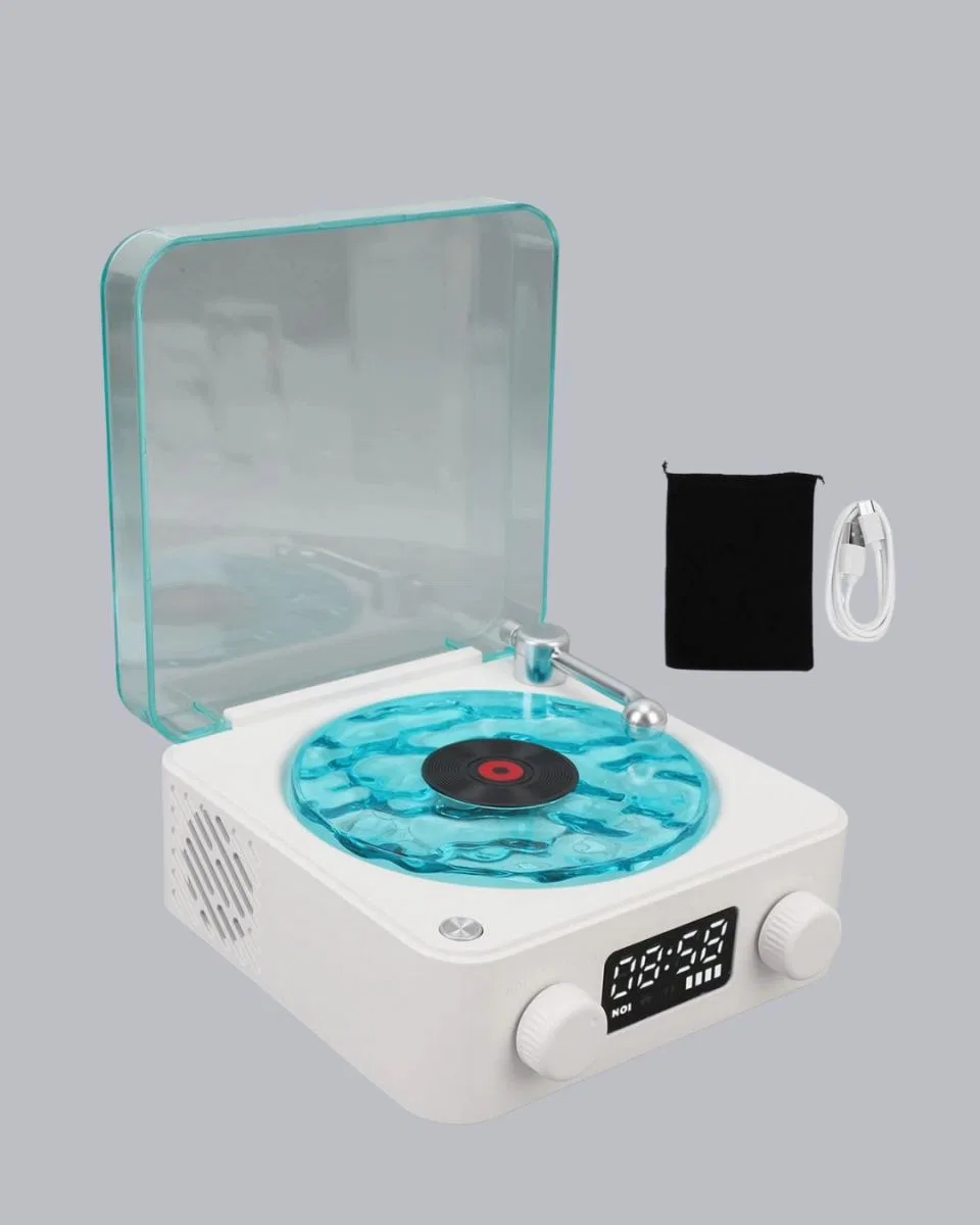 Gece Lambası Stereo Bluetooth Hoparlör Dijital Saatli Vintage Tasarım Çok Fonksiyonlu görsel 2