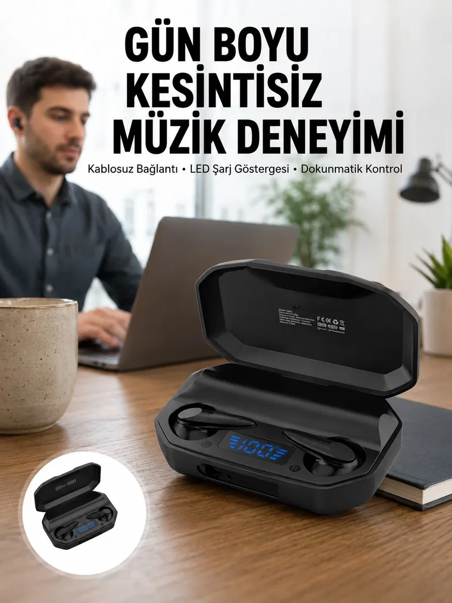 Kulaklık Bluetooth 5. 2 Kablosuz Kulakiçi Rgb Işıklı Çift Mikrofonlu Yeni Nesil