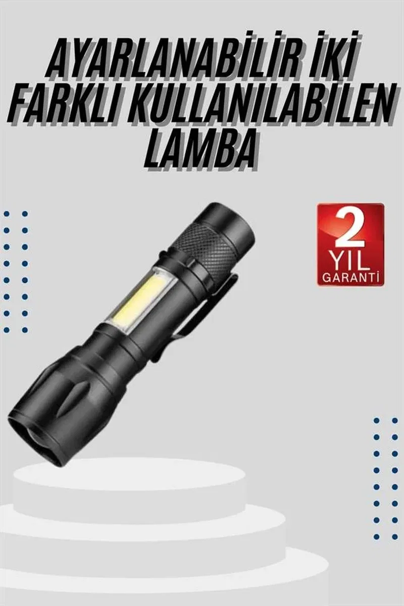 EL Feneri Uzun Menzilli Usb Şarj Edilebilir Kamp Lambası görsel 2