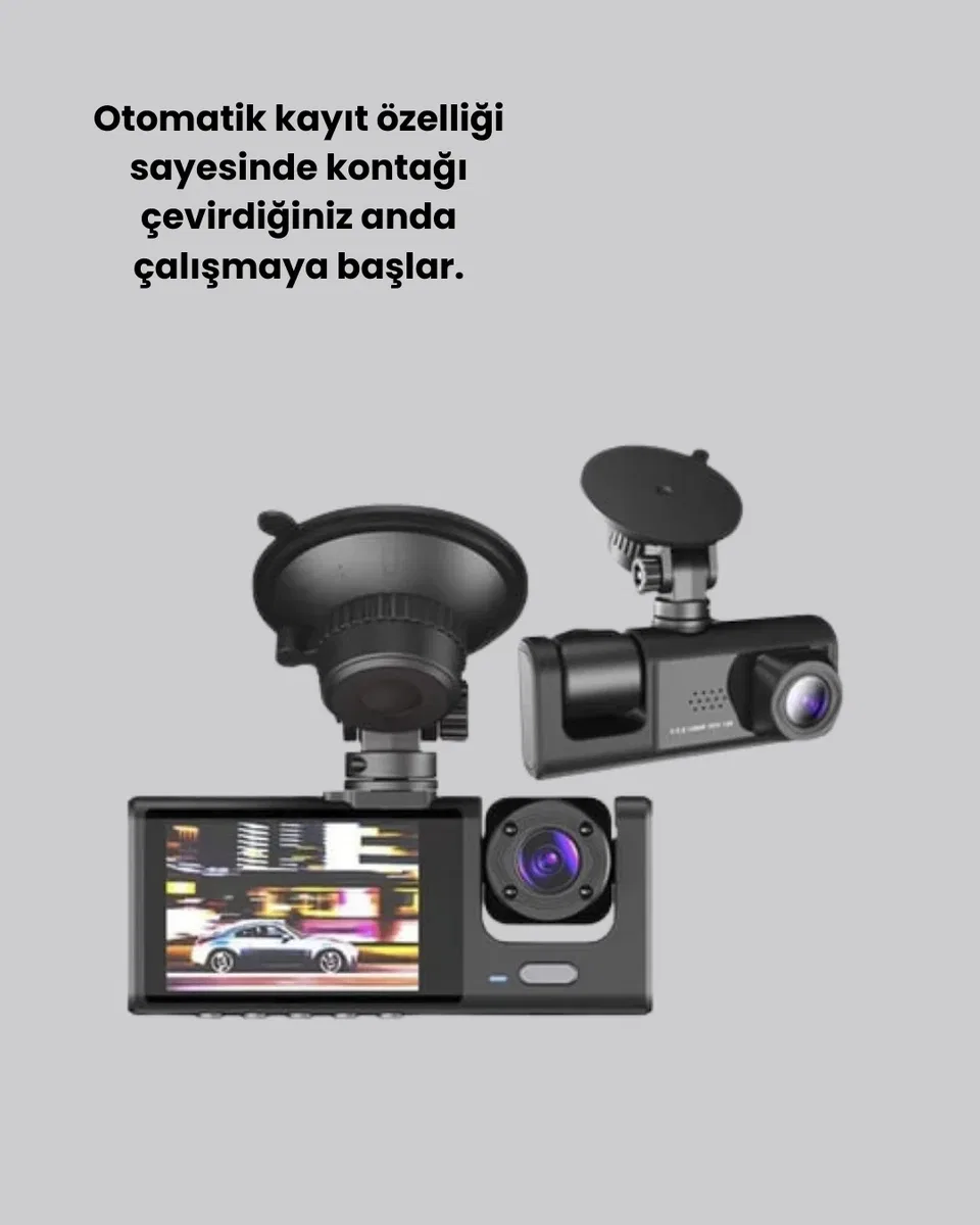 Full HD Araç Kamerası Çift Yönlü Kayıt ve Darbe Sensörü görsel 2