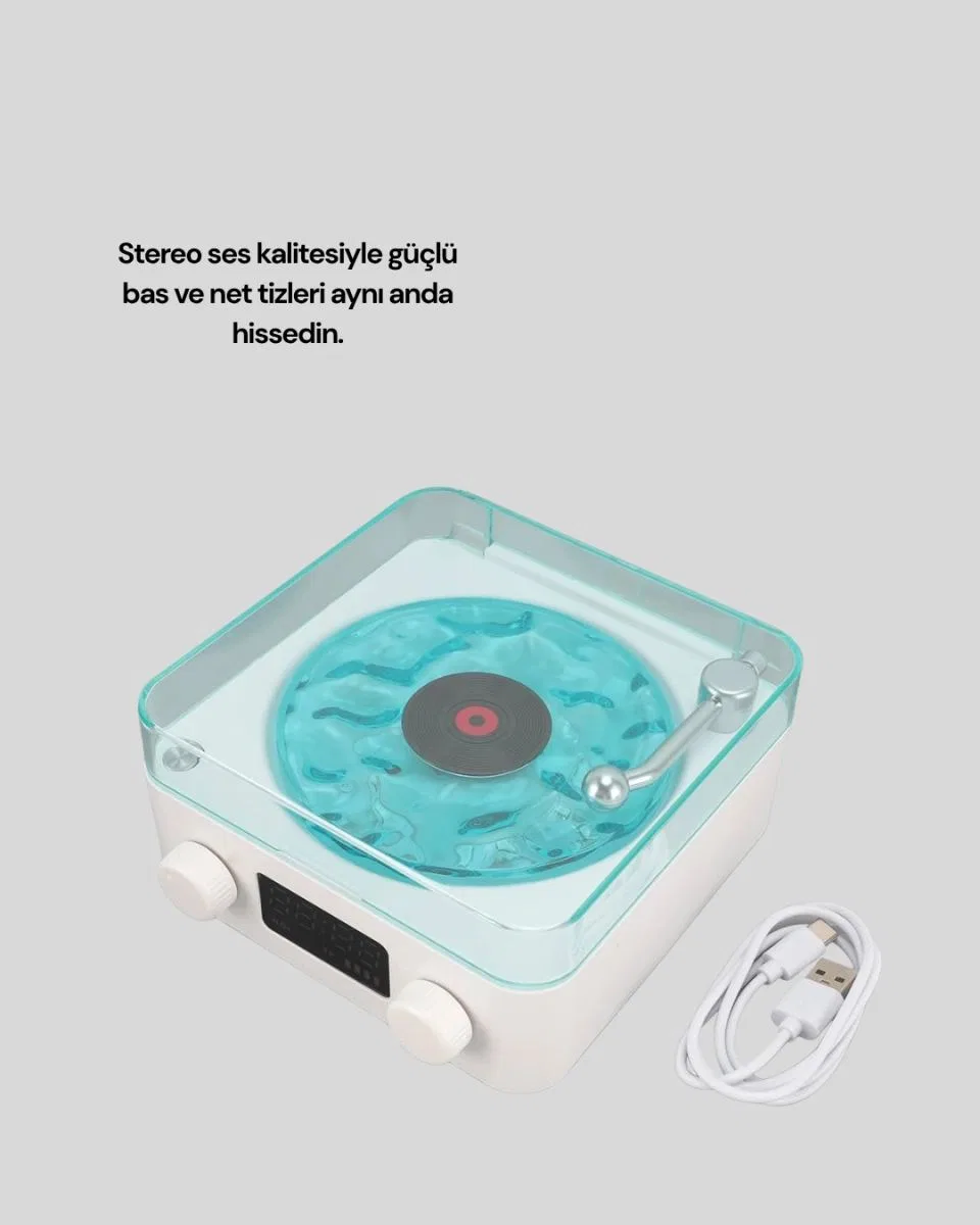 Stereo Sesli Gece Lambalı Bluetooth Hoparlör – Şık Vintage Tasarım görsel 3
