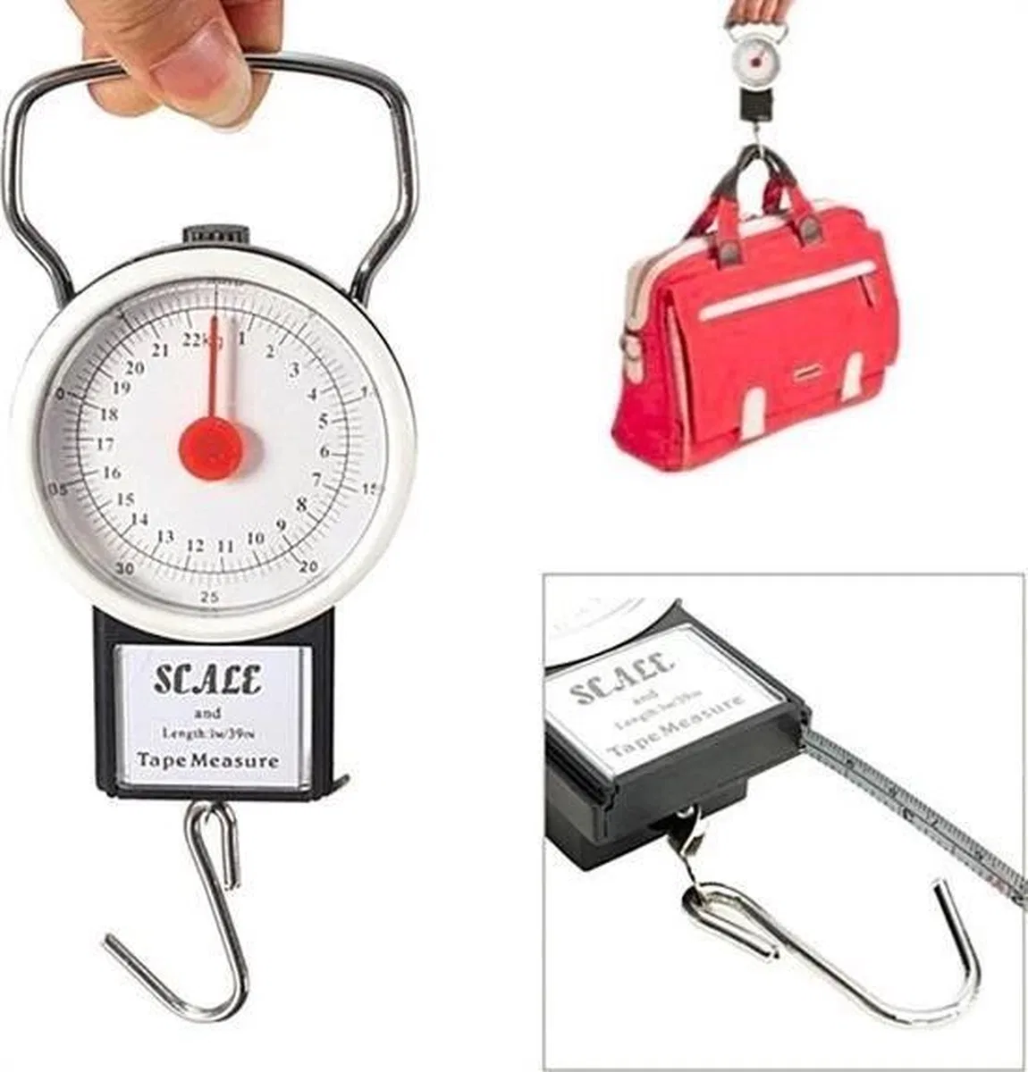 22 Kg/50lb Kancalı Tartı Aleti 1 Metre Mezuralı Askılı Balıkçı Terazisi görsel 2