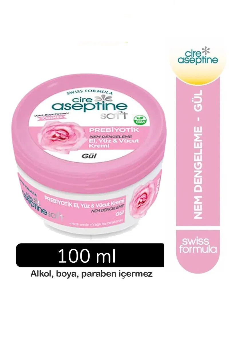 Cire Aseptine Soft Gül Özlü Nem Dengeleyici, Besleyici Prebiyotikli Krem 100 ml