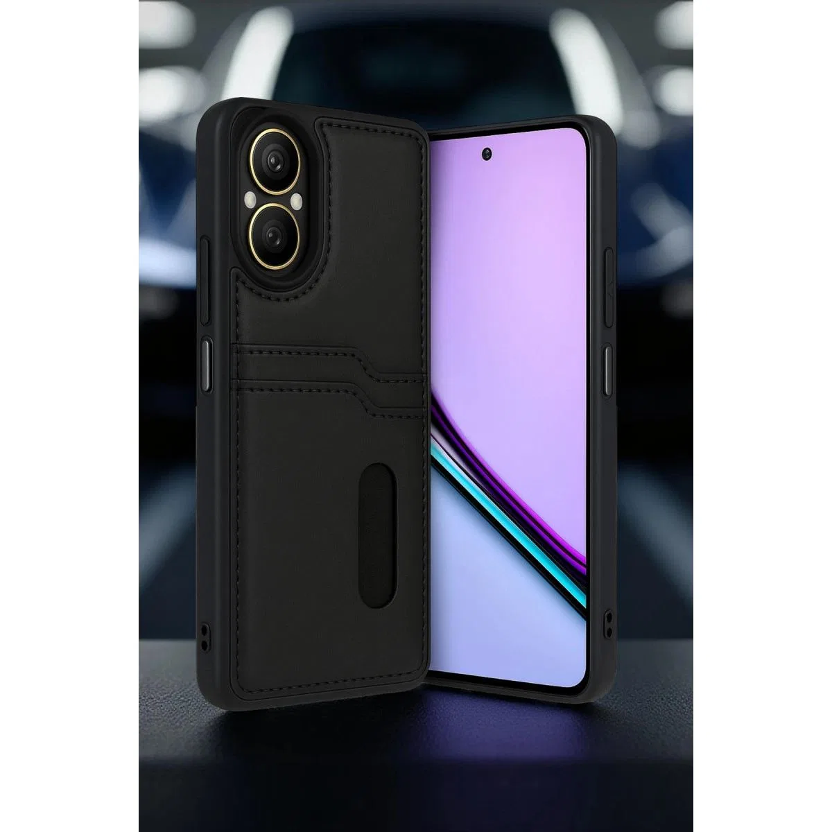 Realme 12 Lite Kılıf Sara Kartvizitli Deri Kılıf - Lacivert görsel 2