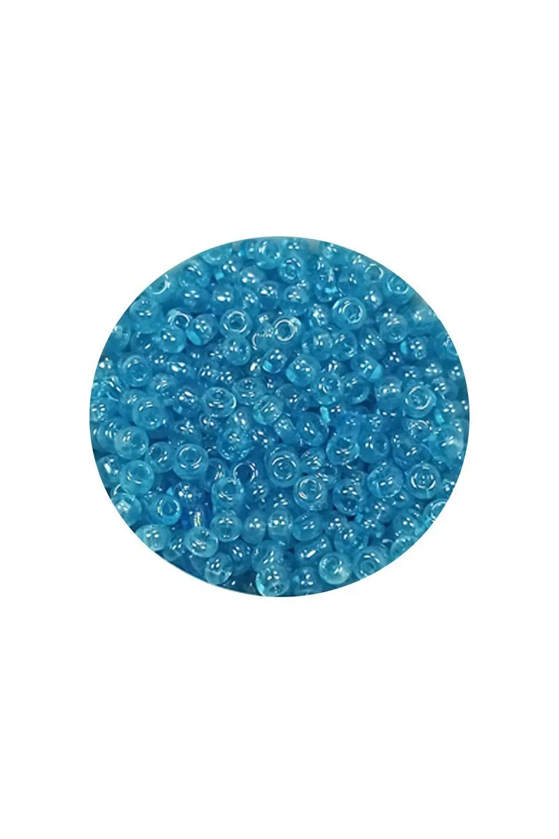 Dökme Cam Kum Boncuk (11/0) 2 mm - 60 Gram - Şeffaf Koyu Camgöbeği - BNC061 görsel 2