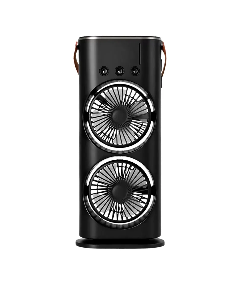 Çift Başlıklı Taşınabilir Fan RGB Işıklı Sprey Nemlendiricili Masaüstü Serinletici Fan görsel 5