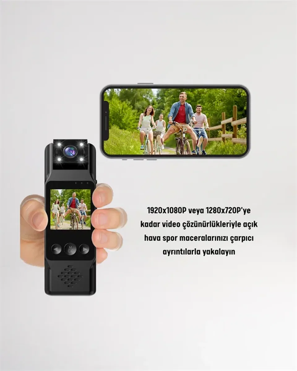 WiFi Destekli Mini Kamera – 180° Dönebilen Lens, 1080P Video, TFT Ekranlı görsel 2