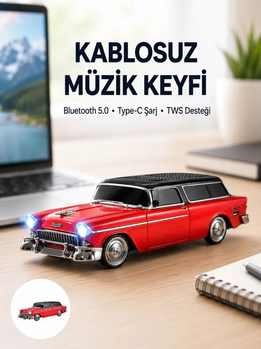 Vintage Tasarımlı Led Işıklı Bluetooth Hoparlör 10w
