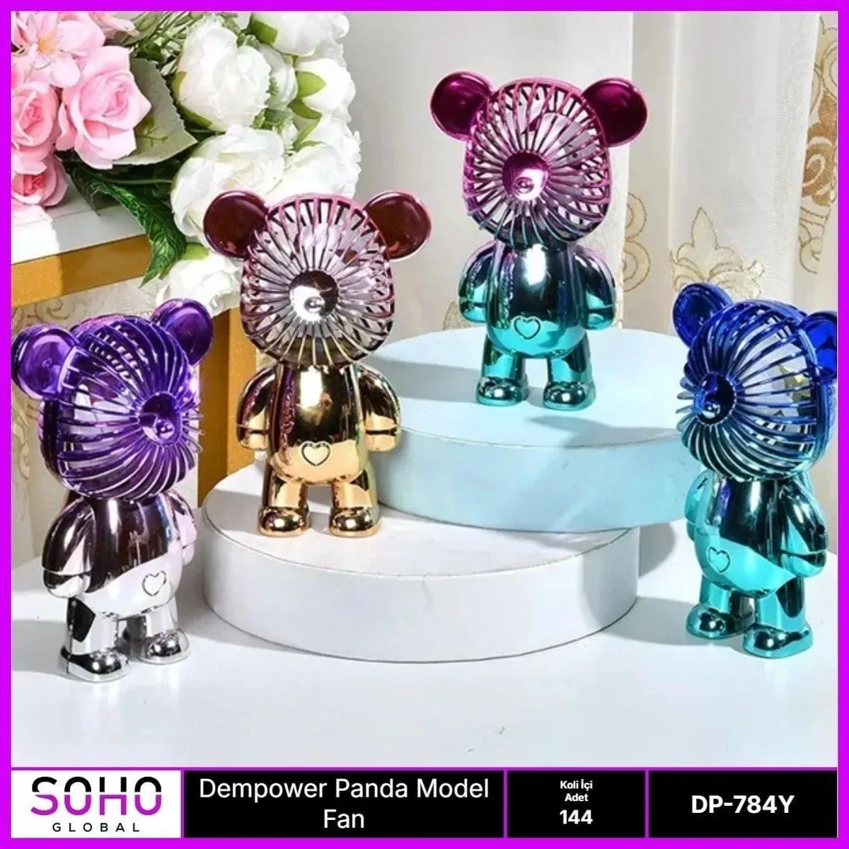 Panda Model Mini Fan 3 Kademeli görsel 2
