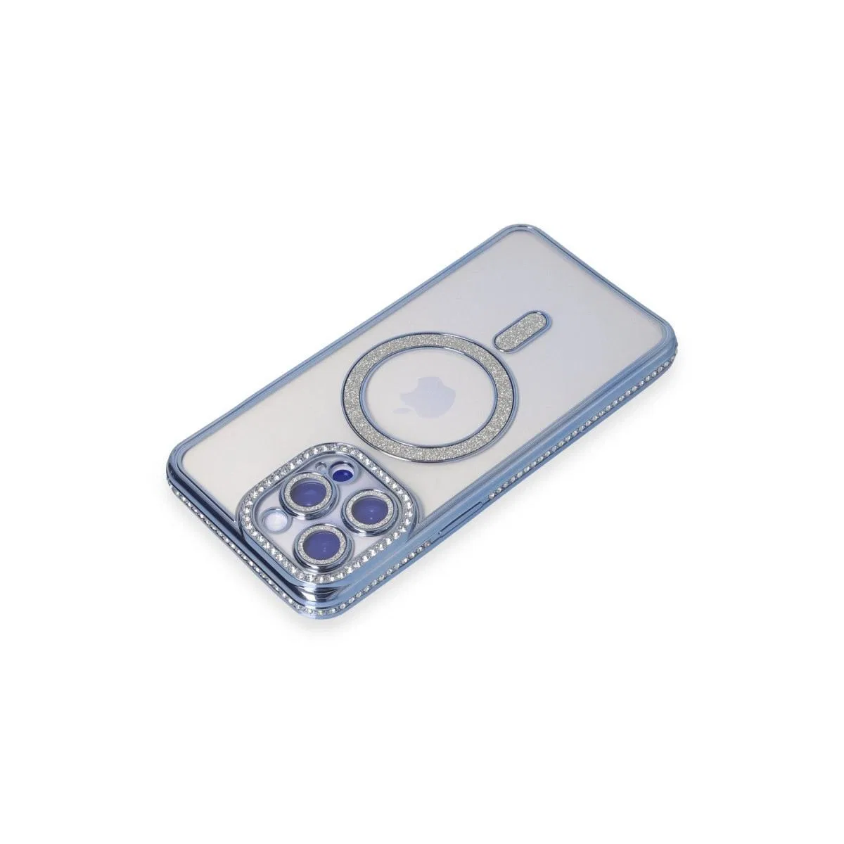 Apple İphone 15 Pro Max Kılıf Joke Simli Magneticsafe Kılıf - Mavi görsel 2