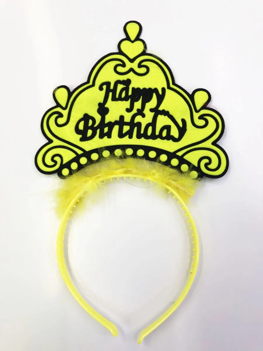 Happy Birthday Yazılı Neon Renk Taç 12 Adet görsel 3