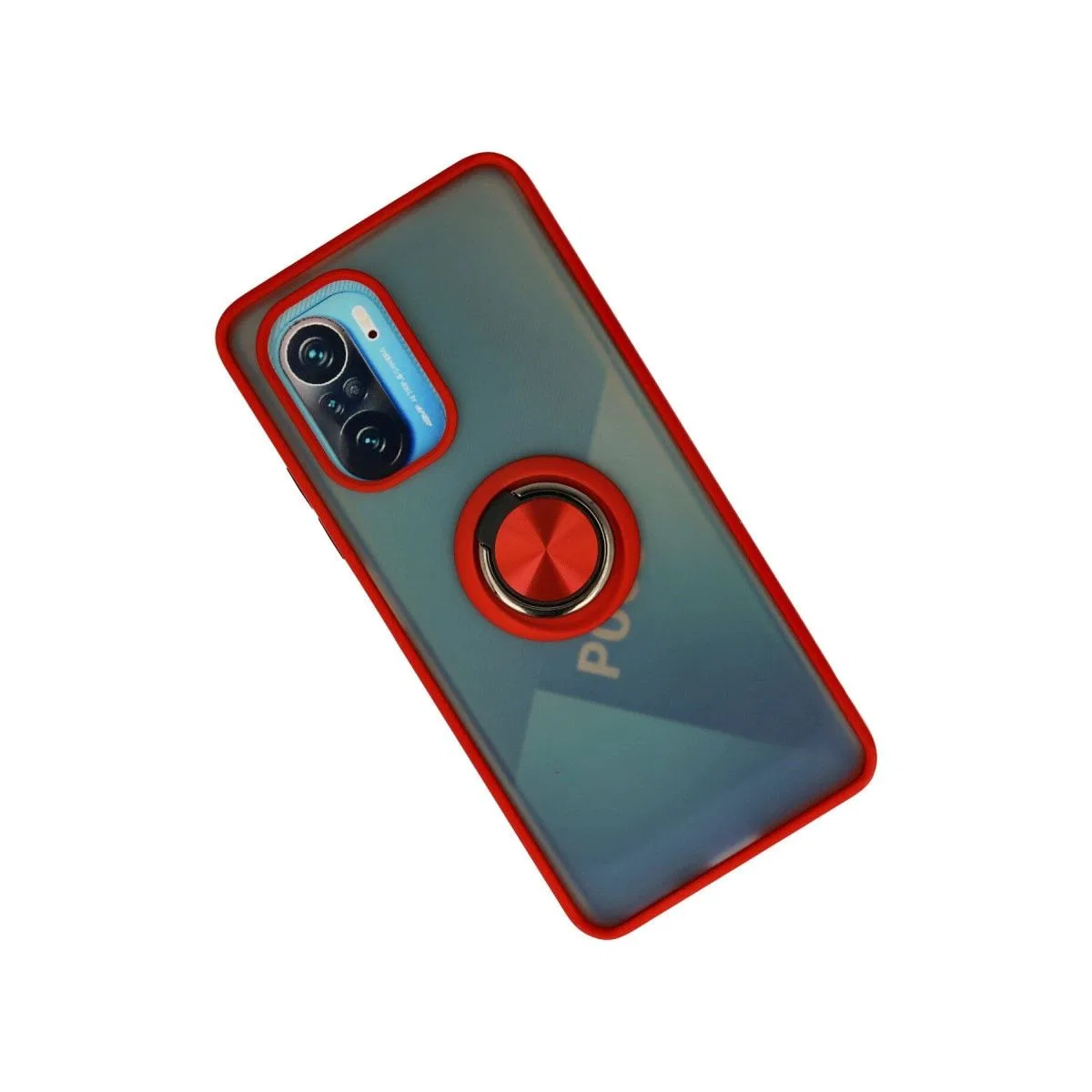 Xiaomi Redmi K40 Kılıf Montreal Yüzüklü Silikon Kapak - Kırmızı görsel 2