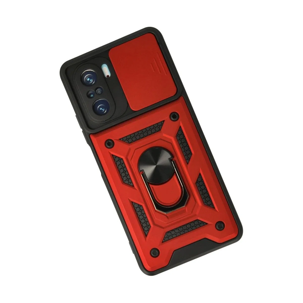 Xiaomi Poco F3 Kılıf Pars Lens Yüzüklü Silikon - Kırmızı görsel 2