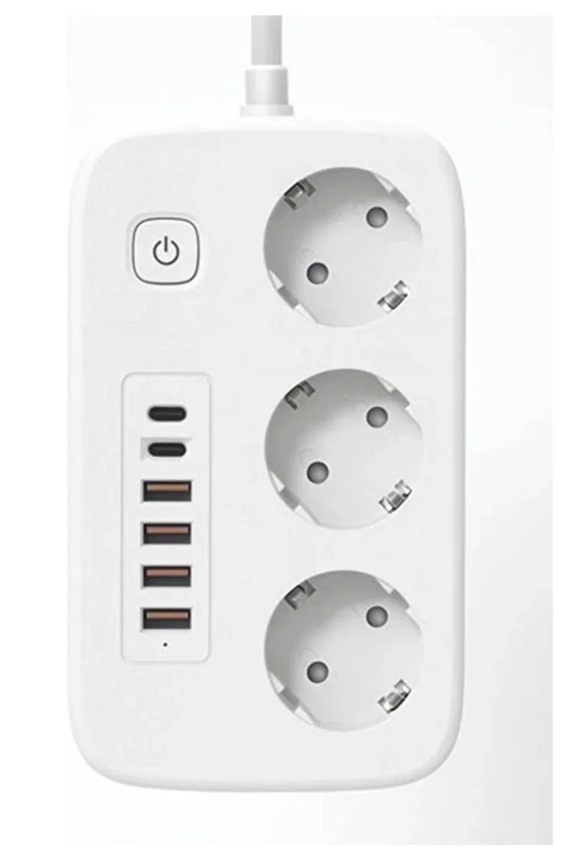  akım Korumalı Priz Ve Masaüstü Şarj İstasyonu Kablosuz 3 Priz, 4 Usb, 2 Type-c Girişli 2 Metre görsel 4
