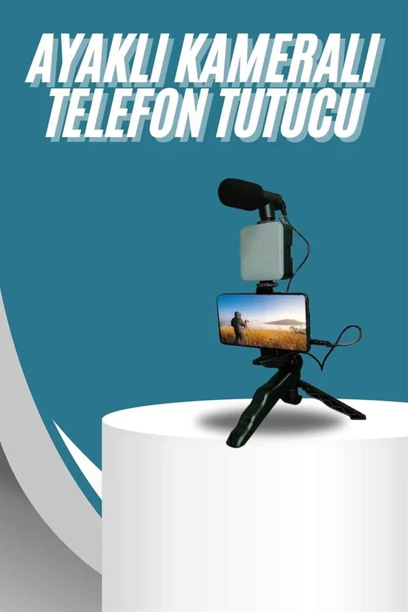 Video Making Kit Telefon Tutucu Vlog Video Mini Led Işıklı görsel 2