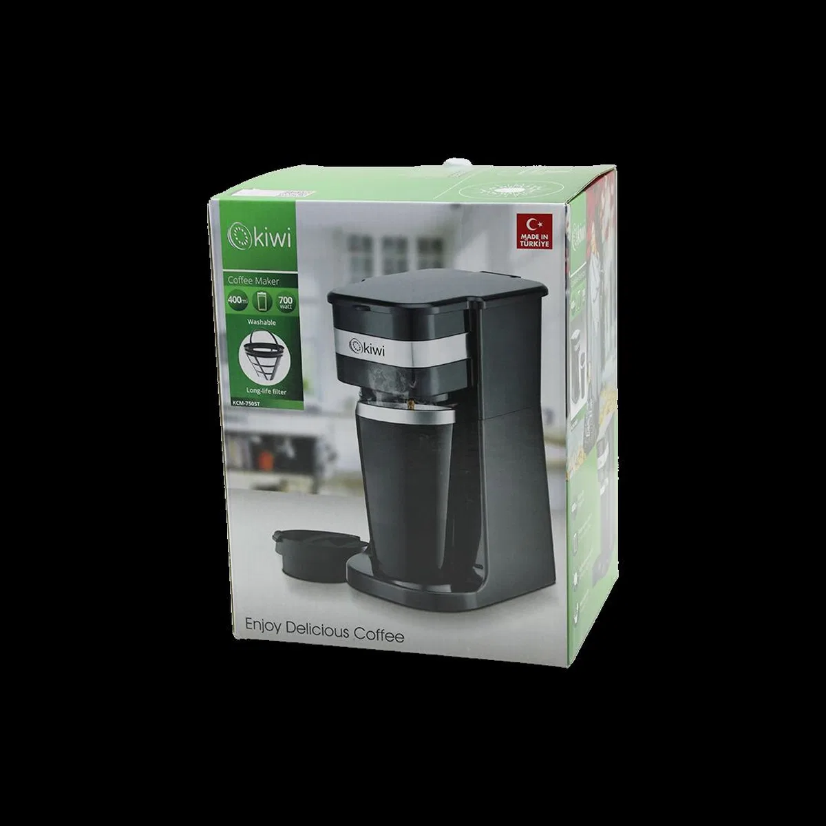 Filtre Kahve Makinesi 700W 400ml Portatif Çelik Bardak görsel 2