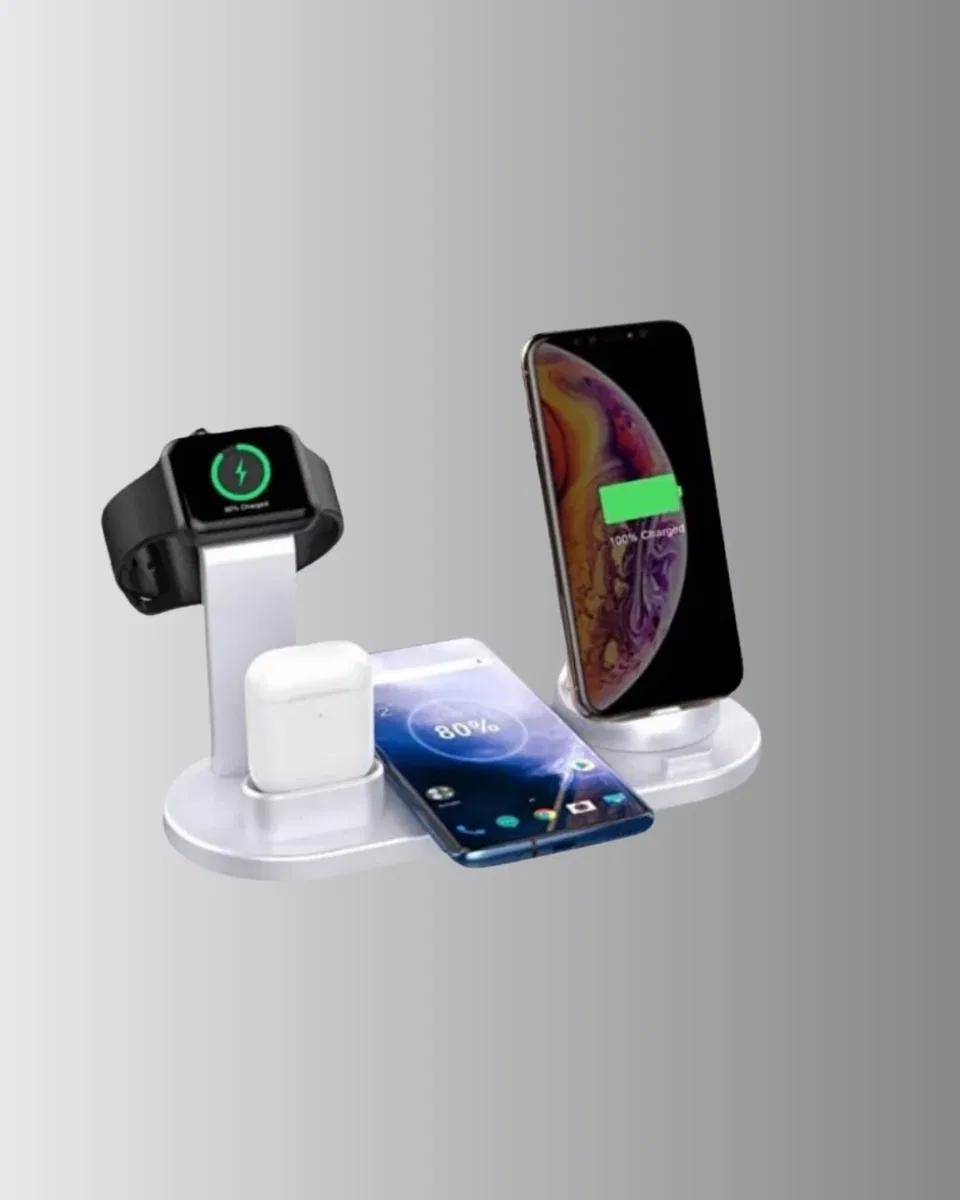 4’lü Apple Kablosuz Şarj Standı iPhone Watch ve AirPods Çoklu Şarjlı görsel 5